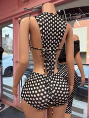 Polka Dot Tease Set – Black/White