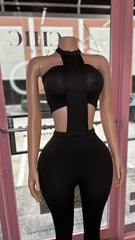 Lead The Way Two Piece Jumpsuit Set- Black