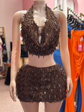 Cocoa Nights Sequin Skirt Set- Brown