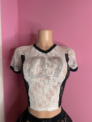 07 Lace Top Only- White/Black