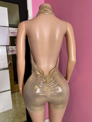 Champagne Halter Romper- Gold