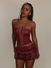 Rich Energy Corset & Fur Mini Skirt Set