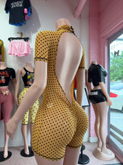 Spot Me Now Romper- Mustard