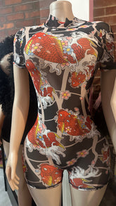 Tattoo Mesh Romper - Multi