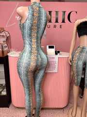 Scandalous Snake Peek-A-Boo Jumpsuit - Green Multi