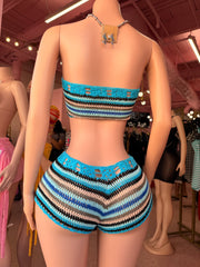 Blue Lagoon Crochet Short Set – Aqua