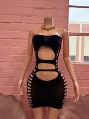 Unapologetic Cutout Mini Dress – Black