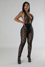 Kiss Of Death Lace Bodysuit Pant Set With Matching Headband- Black