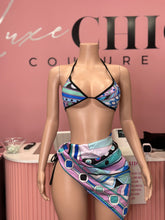 Fashion Puch Designer Inspired 3pc Swimsuit Set- Blue Multi