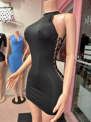 Jealousy Activated Side Lace Up Dress- Black