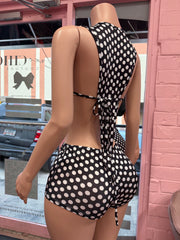 Polka Dot Tease Set – Black/White
