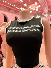 Americas Sweetheart Top- Black/White