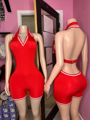 Wayda Wayda Halter Bodysuit- Red
