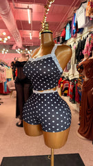 Good Girl Gone Dotty Short Set- Black