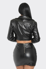 Undeniably Her Studded Leather Skirt Set- Black