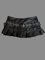 (Pre-Order 12-15 days then ship) Edgy Elegance Mini Pleated Skirt- Black