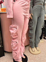 Airport Runs Cargo Pant Set-Pink