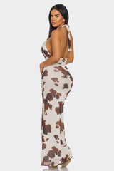 Steer Clear Animal Print Cutout Maxi Dress - Off White