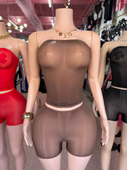 Liquid Tube Mesh Short Set