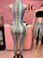 Scandalous Snake Peek-A-Boo Jumpsuit - Green Multi