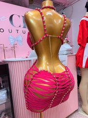 (Pre-Order 6 Business Days Then Ship ) Dangerously Entangled Mini Dress- Pink