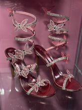 Butterfly Embellished Around The Ankle Heel- Pink