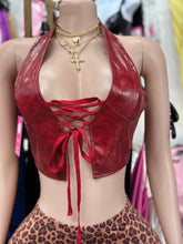 On Track PU Halter Top- Red