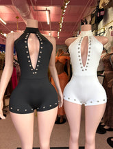 Private Access Studded Romper – Black & White