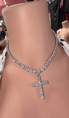 Ice Me Out Tennis Cross Necklace