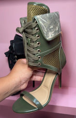 Outside Behavior Stiletto Heels- Olive Camo