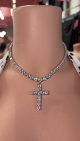 Ice Me Out Tennis Cross Necklace