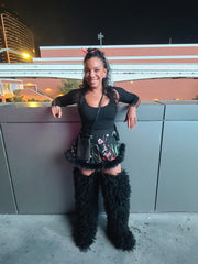 *Pre-Order 10-15 business days then ship* Shaggy Mongolian Fur Thigh High Boots- Black