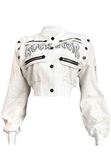 Rockstar Attitude Cropped Bomber Jacket – White