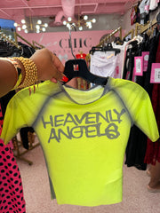Heavenly Angels Short Sleeve Top- Lime Green