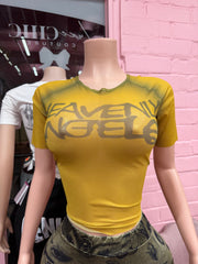 Heavenly Angels Short Sleeve Top- Olive