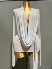 Drip Effect Drape Mini Dress- White