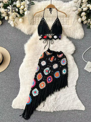 Waterfalls Coverup Knitted Skirt Set