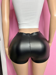 Come N Get It PU Shorts- Black