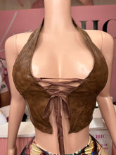 On Track PU Halter Top- Brown