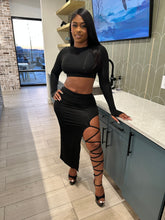 Shut It Down Lace-Up Skirt Set – Black