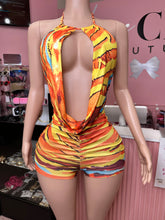 Island Tingz Backless Romper- Orange Multi