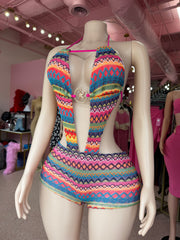 Sunset Vibes Crochet Set- Pink Multi