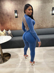 Washed Open Back Jumpsuit – Navy