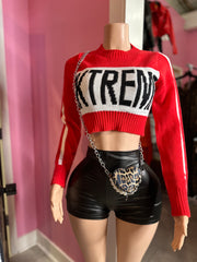 Extreme Cropped Sweater Top- Black