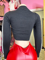Extreme Cropped Sweater Top- Black