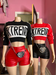 Extreme Cropped Sweater Top- Black