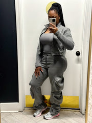Airport Runs Cargo Pant Set-Grey