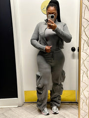 Airport Runs Cargo Pant Set-Grey