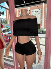 All Or Nothing Three Piece Short Set- Black