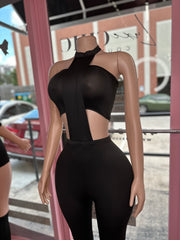 Lead The Way Two Piece Jumpsuit Set- Black